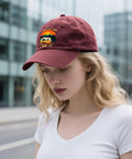 Woman wearing Dope Vintage RV Camper Hat For Women With Funny Tow It Quote In Wine Red outdoor adventure cap