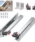 Bottom Mount Soft Close Drawer Slides With Full Extension Concealed Rails, 12 15 18 21 24 Inch Options, 80 Lb Load Capacity Per Pair