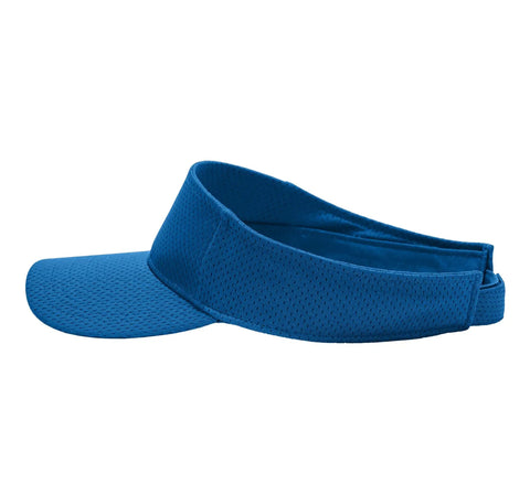 Cool Royal Blue CNC Machinist Visor With Square Gauge Design, Breathable Mesh Sunglasses Hat side view showing adjustable strap.