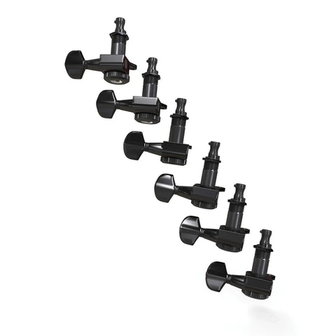 Auto Trim Locking Guitar Tuners Six In Line Black No Slip Locking For Fast And Easy String Changes And Precise Tuning, six black tuners
