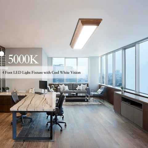 2Ft LED Light Fixture With 3 Color Temperature Adjustable 3000K 4000K 5000K No Fuss 30W 3300LM in a modern office setting