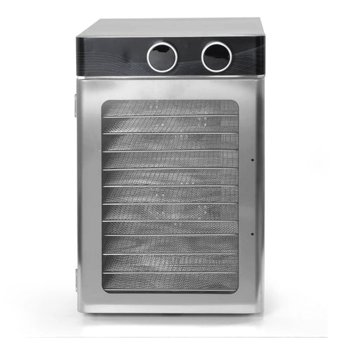 Zero Headache Electric Food Dehydrator With 12 Stainless Steel Trays And A Dope 1200 Watt Motor gives even drying for food.