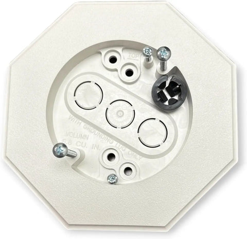 Pro Grade Non Metallic Siding Mounting Kit With Built In Electrical Box For One Quarter Inch And Five Sixteenth Inch Lap Siding And Shingles Octagon Outdoor Light Fixture Mount White One Pack, white octagon mount