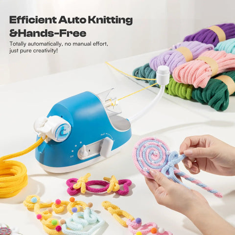 Automatic I Cord Knitting Machine Pro Electric I Cord Knitter with yarn for DIY craft projects