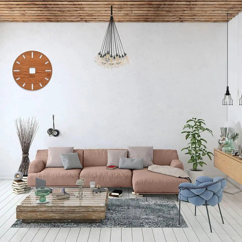 No Sweat 12 Inch Circle Clock Router Template For DIY Woodworking Crafts, Premium Thick Acrylic Clock Face Stencil installed in modern living room.