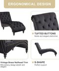Velvet Upholstered Chaise Lounge Chair With Pillow, Button Tufted Armless Modern Backrest, Indoor Recliner Sofa For Bedroom, Living Room And Office, Super Comfy Skin Friendly Cushion, High Resilience Foam, Black, ergonomic design features.
