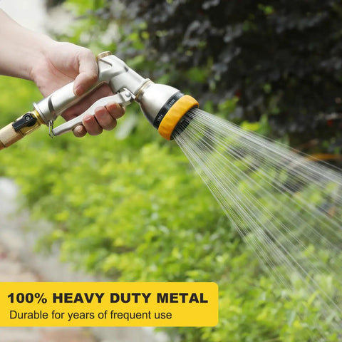 Heavy Duty Metal Hose Nozzle Sprayer With 7 Spray Patterns For High Pressure Watering And Car Wash, zinc alloy, spraying plants