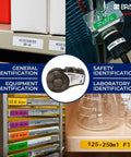 Heavy Duty All Weather Vinyl Labels Roll 1.5 Inches Wide X 25 Feet Black On White used for general, safety, and laboratory identification.