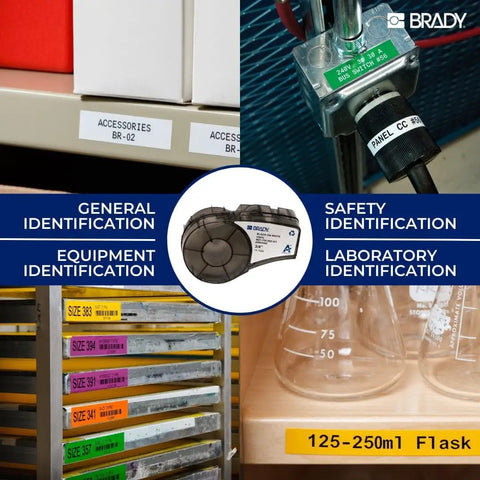 Heavy Duty All Weather Vinyl Labels Roll 1.5 Inches Wide X 25 Feet Black On White used for general, safety, and laboratory identification.