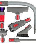 All In One Attachment Kit For Dyson Cordless Vacuum Gen5 V15 V15s V12 V11 V10 V9 V8 V7 Detect Cyclone Torque Drive Absolute Animal Cleaning Accessories with seven pieces including hose, crevice, and brush attachments.