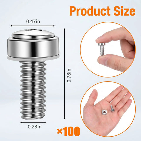 100 Pack Kickass Rack Mount Cage Nut Hardware Kit Featuring Tough M6 X 20mm Stainless Steel Screws And Washers for precise server setup.