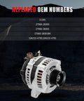 High Output 100 Amp Alternator For Toyota RAV4 2.4L 2006 2007 2008 Replacement with replaced OEM numbers in background