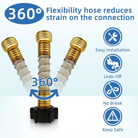 360 degree flexibility hose with gold connectors for Top Shelf 2 Pack Inline Deionizer Filter For Spotless Car Wash And RV Detailing.