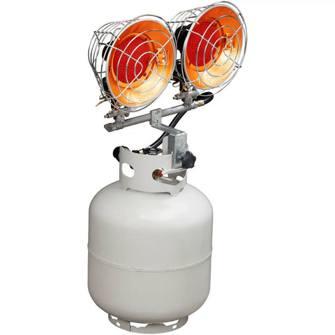 Infrared Propane Heater With Dual Burners For Outdoors, 30,000 BTU Outdoor Patio Heater With Refillable Tank, Three Heat Settings