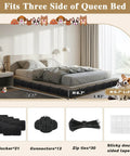 Real Deal Pet Proof Under Couch Barrier Stops Sneaky Dogs And Cats From Hiding Under Furniture While Securing Loose Toys Includes Quick Setup Kit And Tough Black Panels, shown in room next to queen bed.