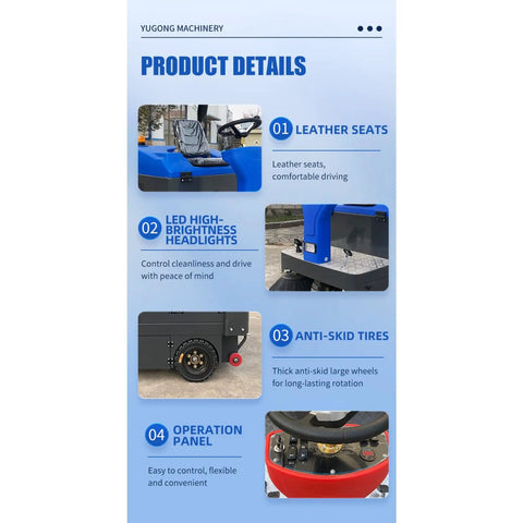 Premium Ride On Industrial Floor Sweeper For Warehouses Factories And Parking Lots Heavy Duty Commercial Cleaning Machine With Powerful Suction System For Large Spaces And Workshop Maintenance Needs