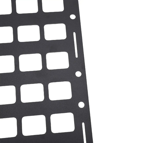 Close-up of Modular Vehicle Storage Panel Built Tough Aluminum Rack For Sedans SUVs Trucks And More L Track Compatible