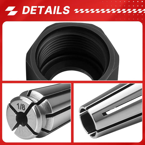Self Releasing Collet And Locking Nut Assembly One Eighth Inch For Grinder Accessories Pro Grade Milwaukee M12 detail view