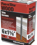 Slick Black Trim Screws 0.625 Inches With Square Drive And Sneaky Low Profile Head For Smooth Finish, box with screws.