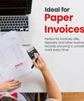 Dead Simple Self Inking Rubber Stamp For Quick Cash Check And Credit Transactions Bold Red Paid Mark With Roomy Memo Line Rapid Align Guide Smooth Office Setup on invoice.