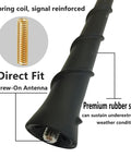 Jeep Cherokee 2014 2021 Rubber Antenna Mast Replacement, 8 Inch Internal Copper Coil, close-up of flexible rubber design