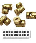 Five Pack 3mm To 3mm Brass Universal Joint Shaft Couplings With Screws And Wrench Hobbyist Grade Motor Shaft Coupler Connector