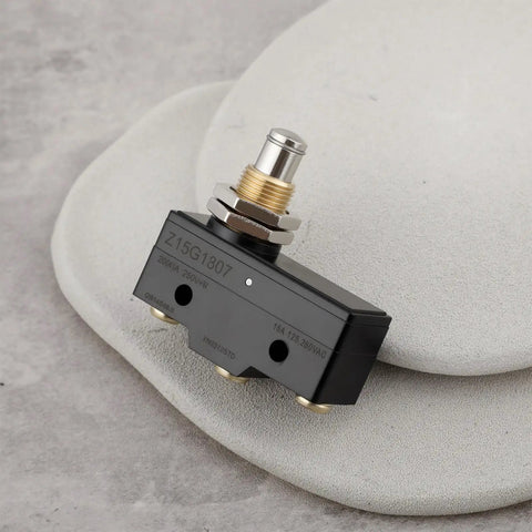 Beefed Up Heavy Duty SPDT Travel Switch 20A 250V Micro Limit Switch; close-up of black industrial-grade upgrade Z15G1807 model