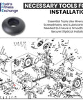 Outside Pedal Arm Bushing Replacement Part P270043 for Ellipticals Fits E20 and E25 Series Restores Smooth Motion Reduces Wobble Quiet Ride Direct Replacement Hardware Easy Install and Long Lasting Performance shown with installation tools