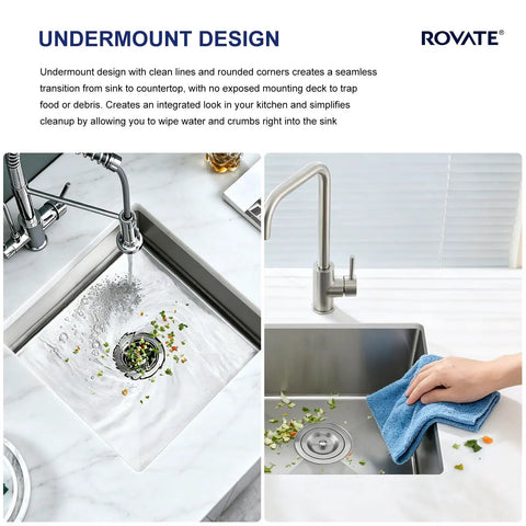 Undermount Stainless Steel Kitchen And Bar Sink Single Bowl 304 Grade Handcrafted Small Wet Bar Sink with water and cleaning