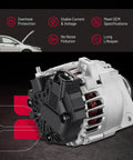 High Output Alternator For Kia Rio 2014-2016 1.6L Forte Koup Forte5 2014-2016 1.6L Veloster 2013-2016 1.6L L4 Replacement OE 373002B760 37300-2B760 Plug And Play, featuring compact design with heat protection and long lifespan features.