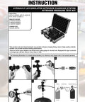 Hydraulic Nitrogen Pressure Gauge Test Kit For Accumulators in case, 3 gauges, 7 adapters, gas hose, main valve for charging.