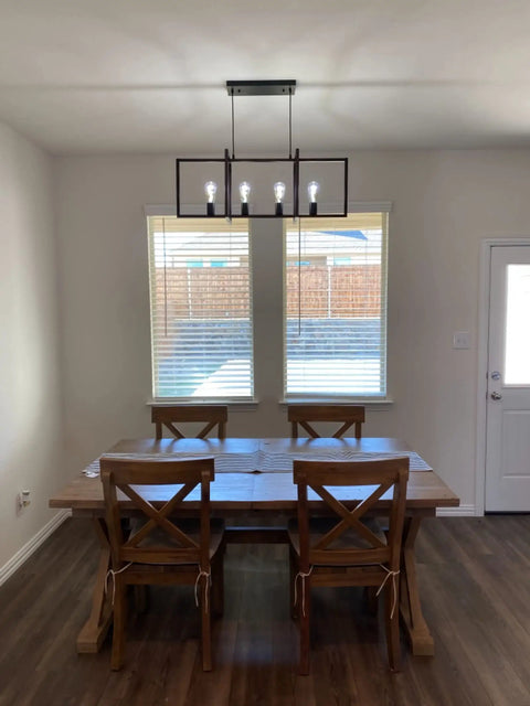 4 Light Modern Farmhouse Kitchen Island Chandelier Matte Black Industrial Pendant Lighting over dining table
