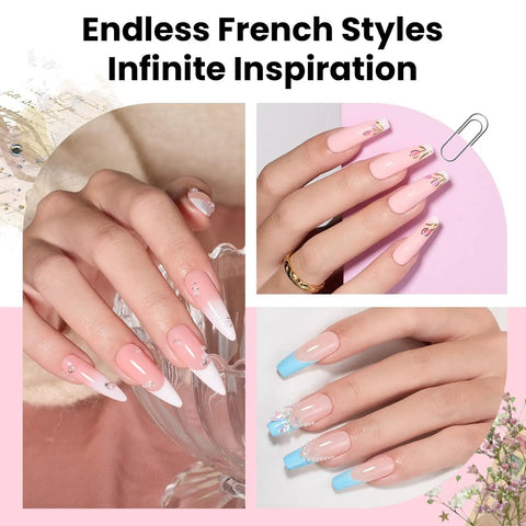 French Manicure Nail Art Stickers 30 Sheets With 3 Design Options Self Adhesive Nail Tips Guides for DIY Mani Decoration Easy Peel