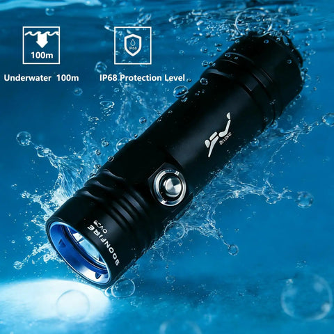 Beast Bright Dive Light Underwater Flashlight 1500 Lumens with Charger IPX8 Waterproof to 100m, blue glow in water