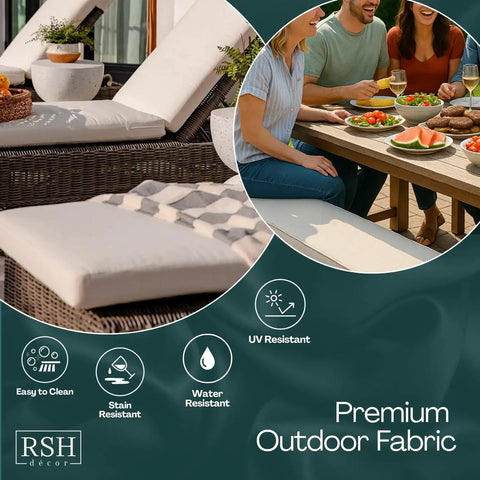 Three Piece Wicker Tufted Outdoor Cushion Set With All Weather Spun Fabric Water Resistant Cushions For Patio Furniture