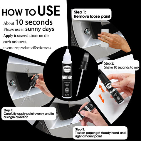 Instructions on using Matte Black Wheel Touch Up Paint Kit For Curb Rash And Scratches Quick Easy Rim Repair With Durable Rim Paint