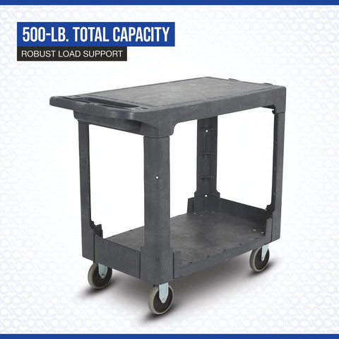 Tough As Nails Structural Foam Utility Cart With 500 Lb Capacity Featuring Rust Proof Flat Trays Smooth Glide Wheels And Built In Storage Bins For No Sweat Garage Organization And Job Site Hauls