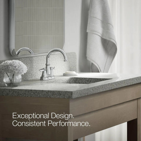 Bellera Two Handle Centerset Bathroom Sink Faucet Polished Chrome 1.0 GPM Corrosion Resistant Ceramic Disc Valves Leaks Free