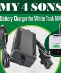 Automatic Battery Charger For White Tank M4 Backpack Sprayer, Go To Power Supply And Charge Maintainer shown with attached cable