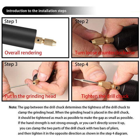 Installation steps for Handy Portable Mini Electric Drill Kit With 0.7 To 1.2 Mm Drill Bits For Resin Jewelry Making Crystal Epoxy Crafts 1.8 Meter Cable Easy Operation ABS Housing Handheld Tool DIY Friendly