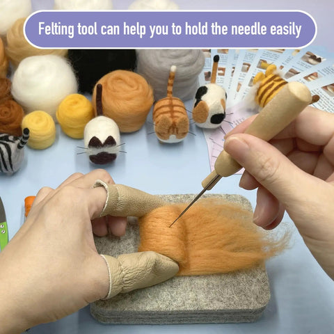 Beginner Friendly Needle Felting Kit For Adults Who Love Getting Crafty With All In One DIY Craft Supplies including felting needles, wool, and pad