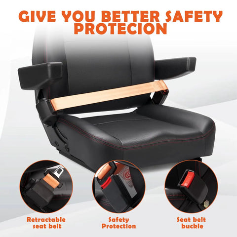 Universal Forklift And Tractor Seat With Micro Switch, Armrest And Safety Belt For Forklifts, Mowers, Skid Steer Loaders