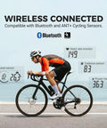 Cyclist using GPS Bike Computer With Wireless Cadence And Power Sensor Support 2.6 Inch Auto Backlight Display Bluetooth 5.0 ANT Plus
