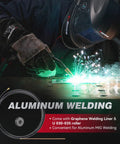 Person welding metal with Six In One MIG Welder 205A 120V 240V With APP Control For Home DIYers And Shop Projects Gas MIG Gasless MIG