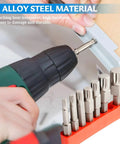 Top Notch 7 Piece Triple Square Spline Bit Set With 1/4 Inch Hex Shank And 12 Point Magnetic Torx Head in use with S2 steel bits.