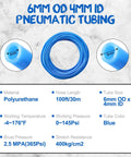 100 Ft 6mm ID 4mm OD Polyurethane Air Hose Ultra Flexible Pneumatic Tubing Blue Specs