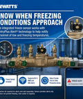 Heavy Duty Lead Free Double Check Backflow Preventer 1 1 2 Inch Npt No Lead Brass Assembly with integrated freeze sensor for low temperature alerts.