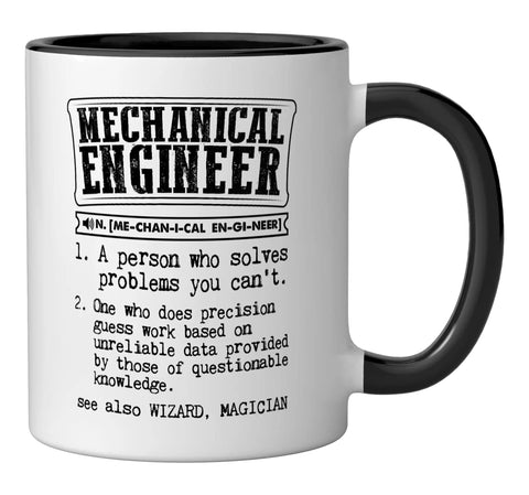 Mech Engineer Gift Mug With Funny Dictionary Definition Ceramic Coffee Cup For Engineers 11 Ounce Dishwasher Safe Microwave Safe Black And White Gift Idea For Christmas Birthday Valentines Day