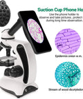 Kids And Adults Microscope Kit With 40X To 2000X Magnification, Dual LED Illumination, All Glass Optics, microscope with phone holder