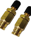 Two 1/4 inch brass push to connect Schrader valves for air ride suspension and air shocks, easy install pneumatic fittings, two pack